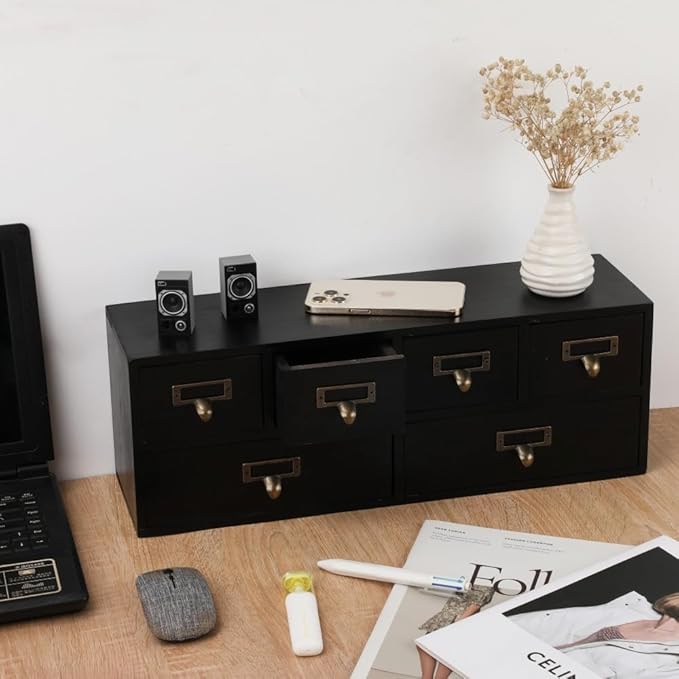 Apothecary Drawers Wooden Storage Box Vintage Wooden Drawers Wood Desktop Organizer Countertop Storage Box Library Card Catal