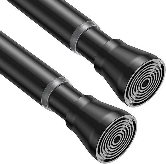 2Pack Tension Curtain Rod for Windows 29 to 64 inch, Never Rust adjustable curtain rod Black tension curtain rods no drilling