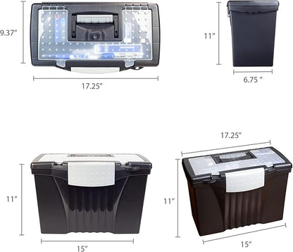 Storex Portable Letter/Legal Filebox with Organizer Lid, Letter/Legal Files, 14.5" X 10.5" X 12", Black
