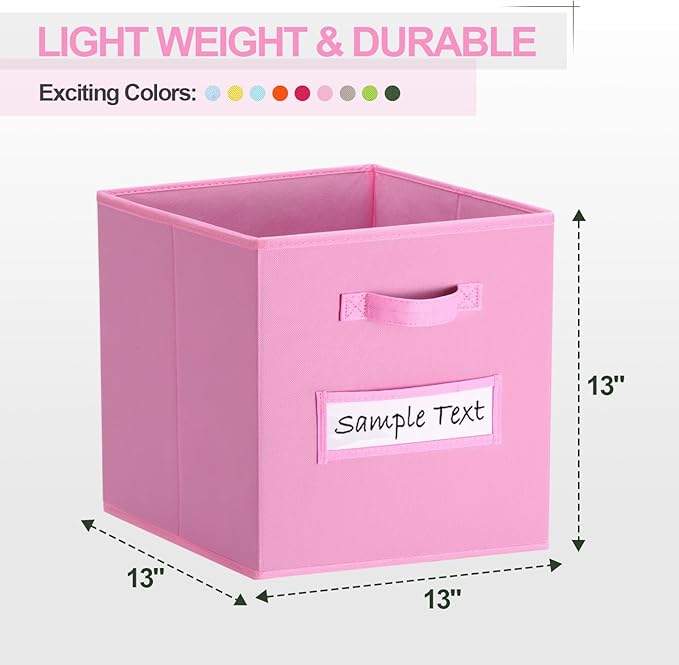 artsdi Fabric storage cubes (8 Pack) 13 Inch Cube Storage Bin, cube organizer bins with 8 Labels Window Cards & a Pen, Foldab