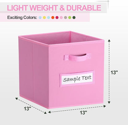 artsdi Fabric storage cubes (8 Pack) 13 Inch Cube Storage Bin, cube organizer bins with 8 Labels Window Cards & a Pen, Foldab