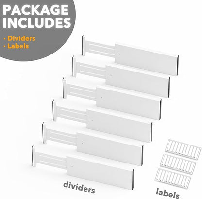 SpaceAid Bamboo Dresser Drawer Dividers 6 Pack, (Need 4.65" Deep Drawer) Adjustable 12.5“-17” Organizers, Expandable Organiza