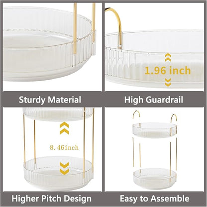 Asayuee 360 Rotating Makeup Organizer,2 Tier Large Capacity Make Up Organizers and Storage,Skincare Perfume Vanity Organizers