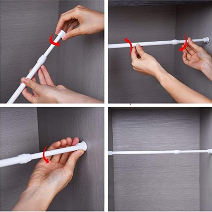 Tension Rods 28 to 48 Inches 8 Pack,Tension Curtain Rod,Spring Tension Rods,Adjustable Extension Spring Rods Closet Rod for W