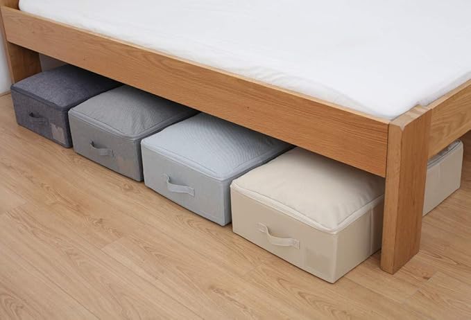 iwill CREATE PRO Underbed Storage Boxes for Bedding/Garment/Duvets/Blankets/Shoes, Folding Fabric Rigid Under bed Storage Bin