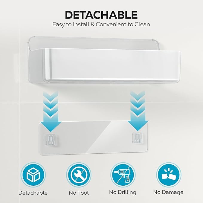 Nieifi Adhesive Wall Shelf, Shower Shelves, Shower Organizer for Bathroom Organization (A-Clear, 2 pieces)