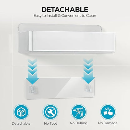 Nieifi Adhesive Wall Shelf, Shower Shelves, Shower Organizer for Bathroom Organization (A-Clear, 2 pieces)