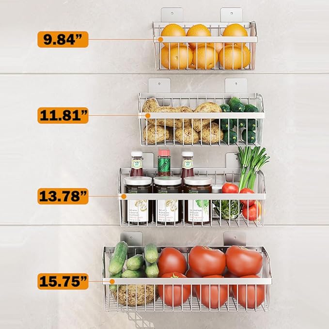 SUS304 Stainless Steel Hanging Storage Baskets Organizer Wall Mount, Metal Wire Storage Bin Rack for Kitchen Bathroom Shower 