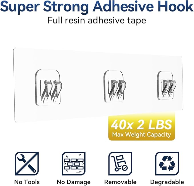 YASONIC Shower Caddy Adhesive, No Drill Bathroom Shower Organizers, with Removable Hooks, Rust Proof Shower Shelves, Wall-Mou