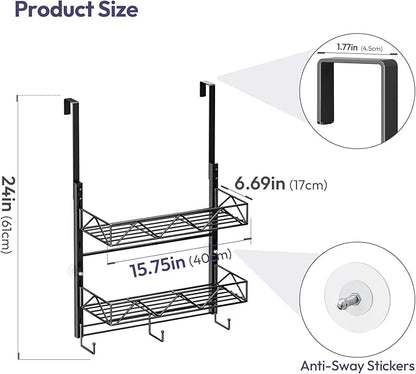 SWTYMIKI Over Door Hat Organizer - 3 Tier Wall Mounted Hat Rack with 2 Adjustable Metal Basket and 3 Hooks, Hanging Baseball 