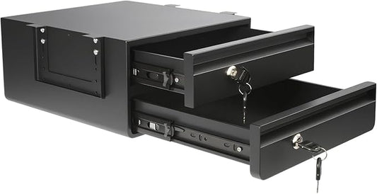 14.17" D Double Under Desk Drawer,Under Desk Pull out Storage Organizer with Lock and Keys,Adjustable Height, Metal Storage D