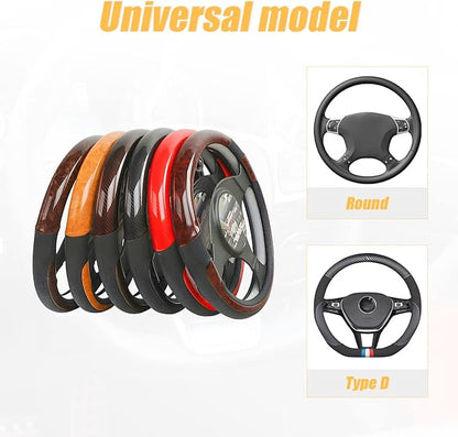 Universal Steering Wheel Cover - Microfiber Leather, 15 Inch, Anti-Slip, Breathable, Odorless Car Steering Wheel Protector, S