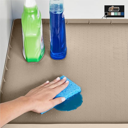 GORILLA GRIP Waterproof Silicone Under Sink Mat with Raised Lip for Kitchen and Bathroom, Cabinet Shelf Liner Stay in Place M