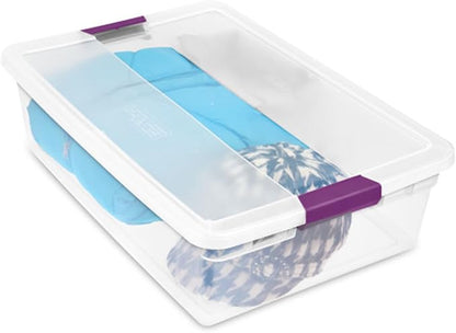 Sterilite 12-Pack 32 Quart ClearView Latch Box, Stackable Organizer Bins with Latching Lids - Clear Plastic Organization Cont