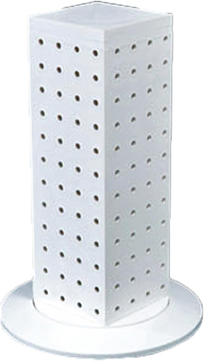 Azar Displays 700220-WHT Pegboard 4-Sided Revolving Counter Display, White Solid Color