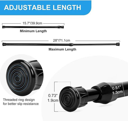 4 Pack Tension Curtain Rod 15.7-28 Inch, Small Short Adjustable Extendable Spring Loaded Rods for Windows Cabinet Blinds Clos