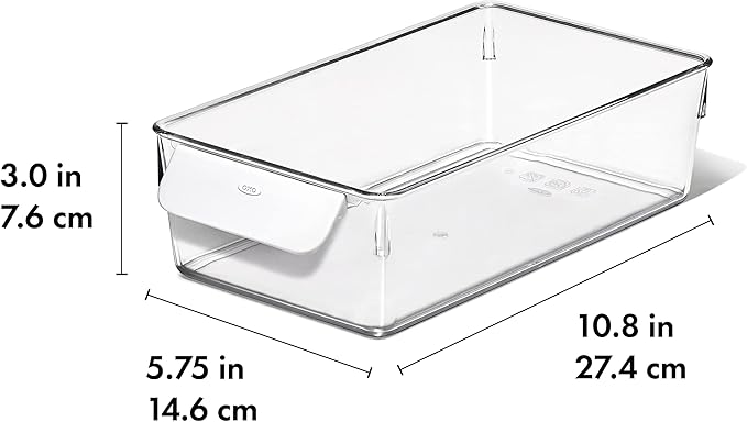 OXO Good Grips Fridge Organization Bin 5 in x 10 in - for Berry Bins, Yogurt Cups and More