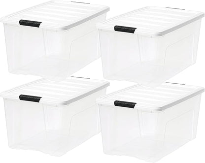 IRIS USA 72 Qt Stackable Plastic Storage Bins with Lids, 8 Pack - BPA-Free, Made in USA - See-Through Organizing Solution, La