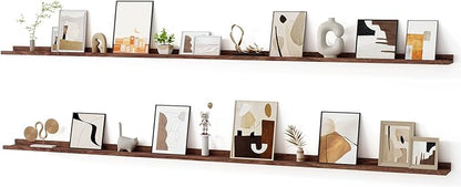Floating Picture Ledge Shelves for Wall Set of 2, 95 Inches Picture Ledge Shelf with Long Large Nursery Book Shelf for Toys S