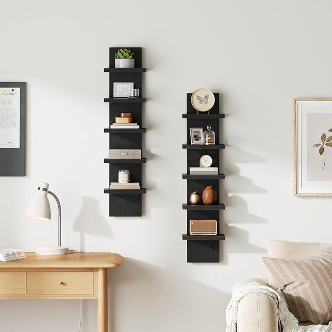 HOOBRO Wall Shelf and Console Table Bundle, 2 Pack Floating Shelves Wall Mounted, Small Entryway Table with Storage Shelves, 