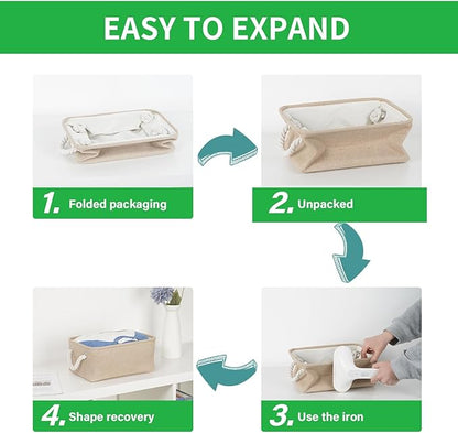 Bidtakay Small Storage Baskets for Shelves 3 Pack Fabric Storage Bins for Organizing Linen Collapsible Organizer for Closet-F