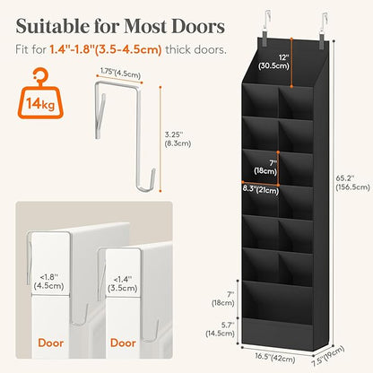 Lifewit 8 Tier Over the Door Shoe Organizer with 15 Large Deep Pockets, Fabric Hanging Shoes Shelf for Closet, Dorm Storage, 