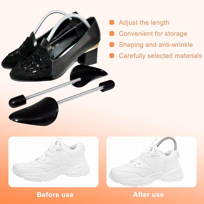 UPSTORE 4 Pairs Black Mens Plastic Adjustable Adult Shoe Tree Stretcher Boots Holder Shaper Support Practical Portable Shoe S
