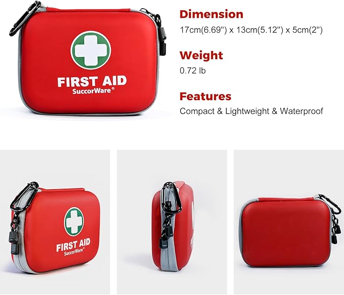 150 Pieces Mini First Aid Kit - Small Medical Kit with Hard Shell - Emergency First Aid Kit for Car, Travel, Home, Outdoor, O