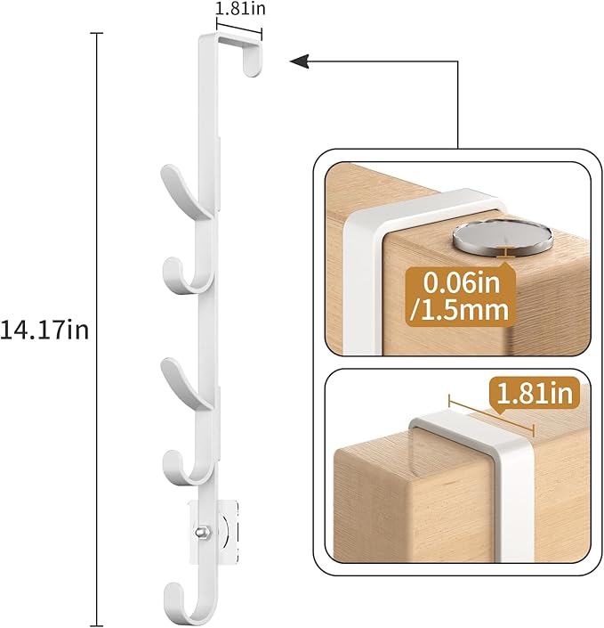 Over The Door Hooks, Metal Door Hooks for Hanging, Over The Door Purse Organizer for Coat Hanger, Back of Shower Door for Han