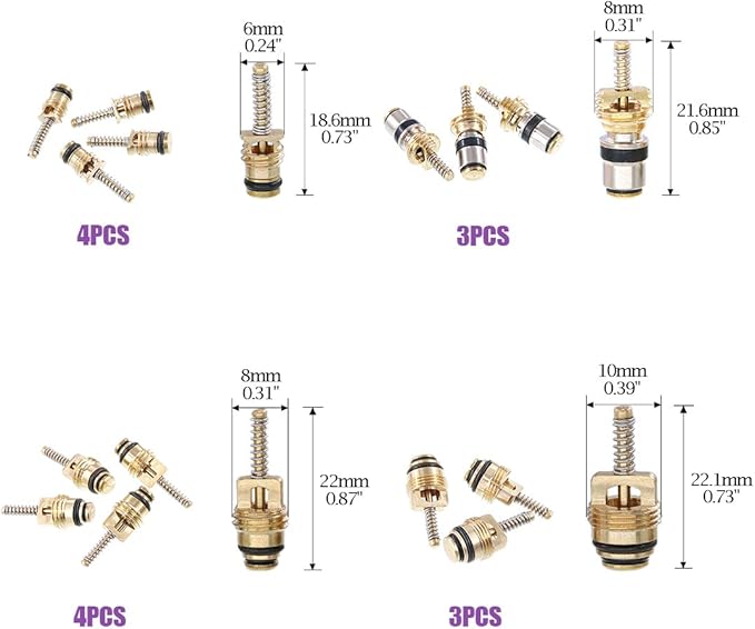 Swpeet 41Pcs R12 / R134a AC Master Valve Core Repair Kit, Including Assortment R12 R134a Valve Core Refrigeration Tire Stem w