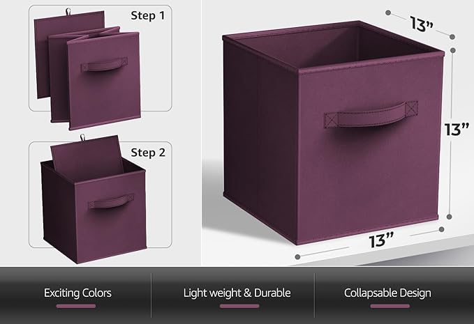 Sorbus Fabric Storage Cubes - 6 Foldable Storage Bins for Organizing Pantry, Cubbies, Toy Box - Clothes Storage & Closet Orga