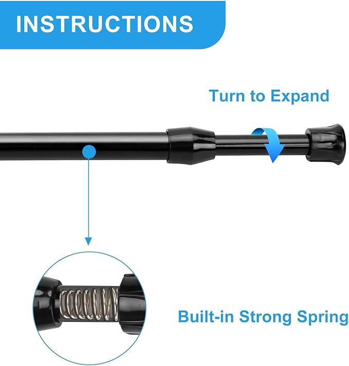 4 Pack Tension Curtain Rod 15.7-28 Inch, Small Short Adjustable Extendable Spring Loaded Rods for Windows Cabinet Blinds Clos