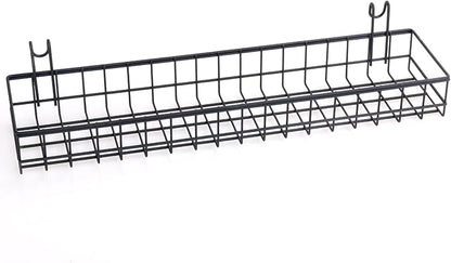 Kaforise Hanging Basket for Wire Wall Grid Panel, Multi-Function Wall Storage and Display Basket, Medium Size, Black Painted