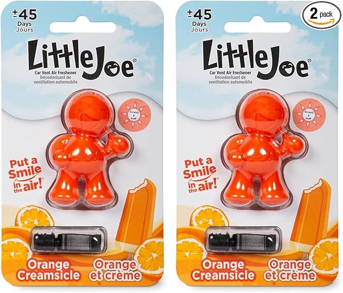 Little Joe 96414 Orange Creamsicle Scent Car Air Freshener Clip Provides Long-Lasting Freshness in a Compact Design, Fights O
