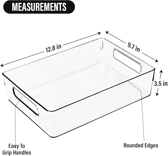 Large Clear Plastic Storage Bins, Pantry Organizers and Storage Containers Fridge Organizer Bins for Organizing Home Kitchen 