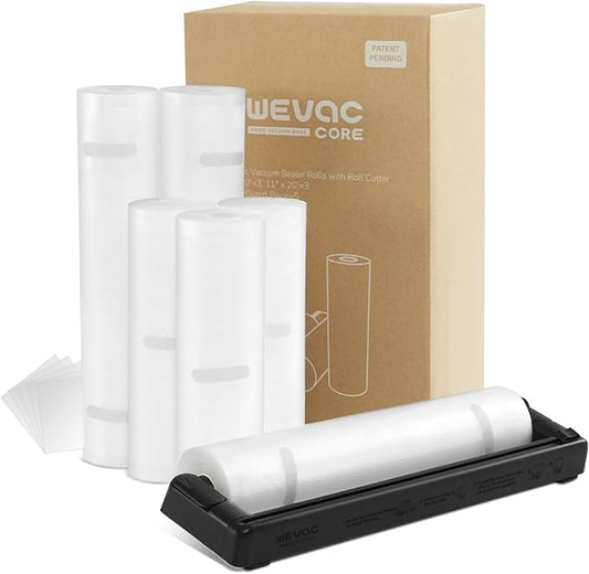 Rolls with Dispenser - 6 Pack 3 Rolls 11"x20' & 3 Rolls 8"x20', Vacuum Sealer Bags, Leakproof Heavy Duty Food Storage for Sou