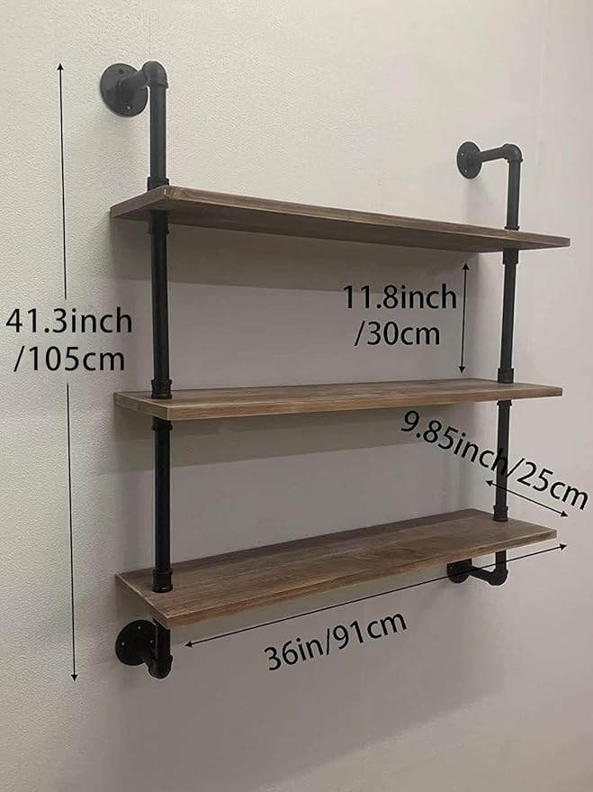 Pipe Shelves Industrial Pipe Shelving Shelves Real Wood Industrial Floating Pipe Shelves with Wood Planks 36 inch Wall Shelve