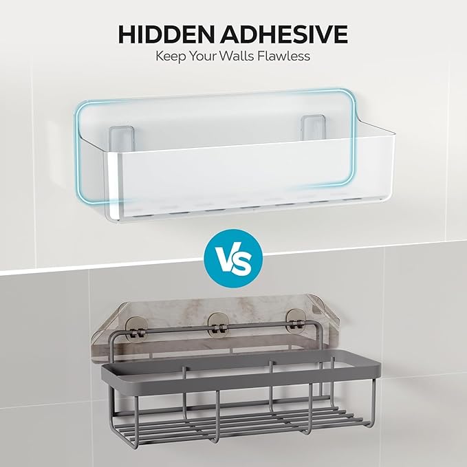 Nieifi Adhesive Wall Shelf, Shower Shelves, Shower Organizer for Bathroom Organization (A-Clear, 2 pieces)