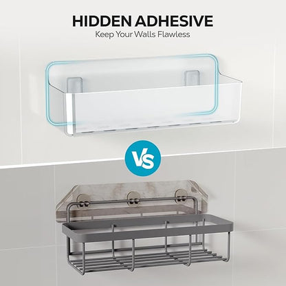 Nieifi Adhesive Wall Shelf, Shower Shelves, Shower Organizer for Bathroom Organization (A-Clear, 2 pieces)