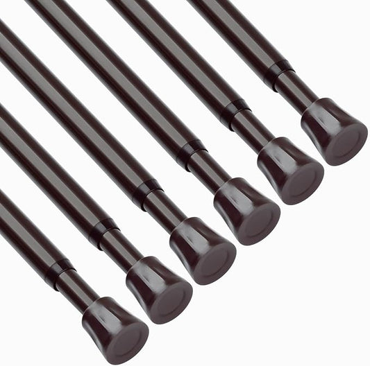 TYRON 6Pcs Spring Tension Curtain Rods for Windows 28 to 48 Inch, Bronze Adjustable Extendable Small Tension Rod No Drill, Ro