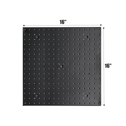 Pegboard Smith 16x16 inch Wall Tool Organizer Pegboard Panels, Black Metal Pegboard for Tool Storage, Workbench Tools Organiz