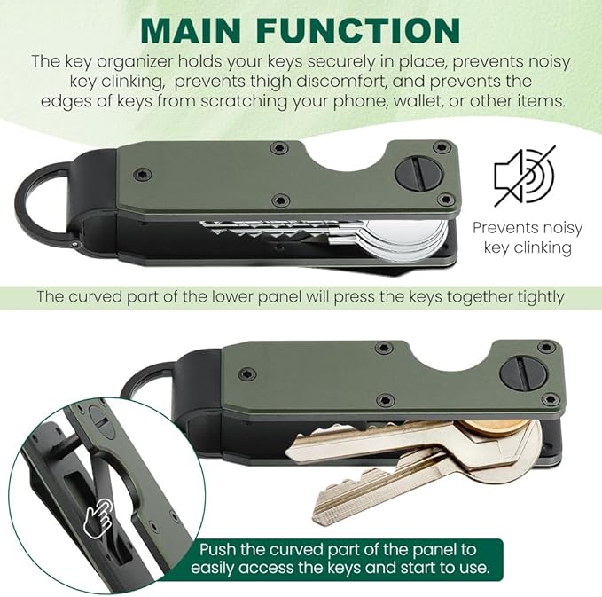 Key Organizer, Chain Holder Organizer, Minimalist Holder for keychain Secures 1-5 Keys
