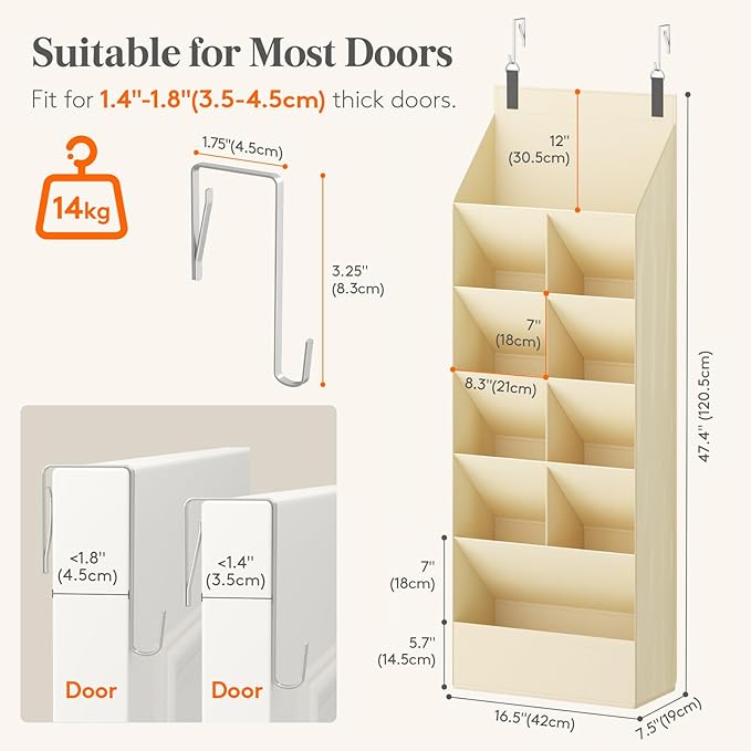 Lifewit 6 Tier Over the Door Shoe Organizer with 11 Large Deep Pockets, Fabric Hanging Shoes Shelf for Closet, Dorm Storage, 