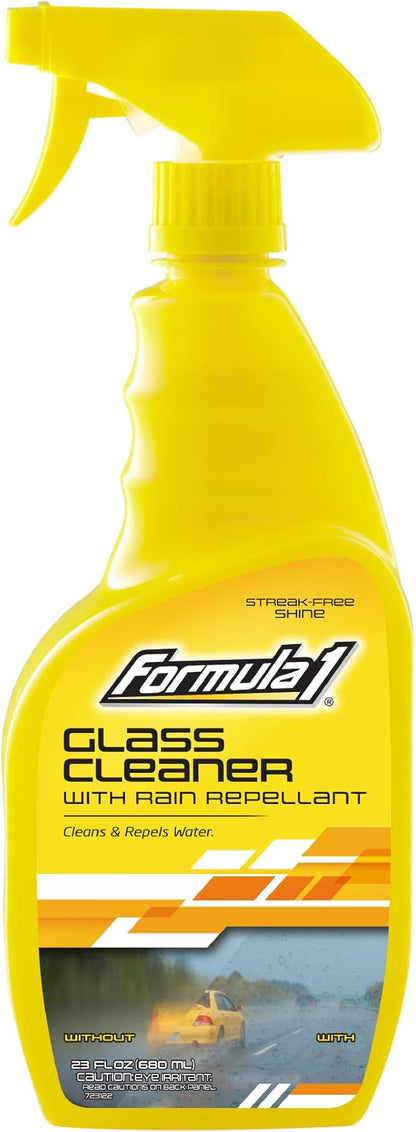 Formula 1 Glass Cleaner with Rain Repellent - Windshield Cleaning Spray for Streak-Free Finish, Improve Visability in Rain, S