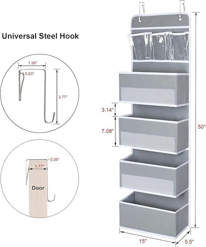 Univivi Door Hanging Organizer Nursery Closet Cabinet Baby Storage with 4 Large Pockets and 3 Small PVC Pockets for Cosmetics