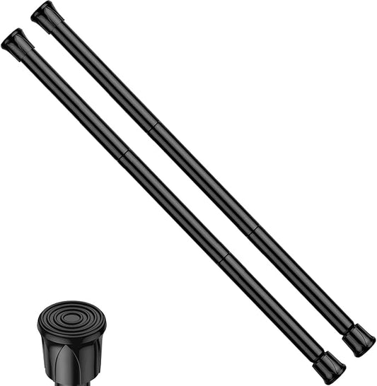 Tension Curtain Rod 28-48 inch Small Tension Rods Black Adjustable Spring Tension Curtain Rods 2PCS Mini Curtain Rod Short fo