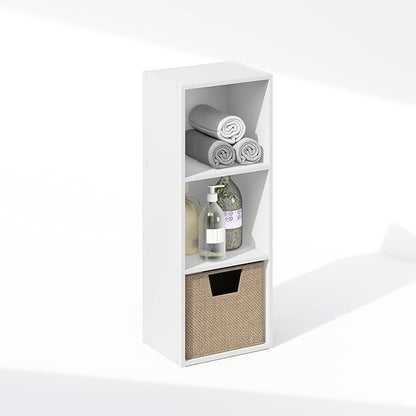 Furinno Reed Closet Organizers and Storage, 3-Tier Closet Organizer, Open Shelf Closet Storage, for Wardrobe, Bedroom, Living