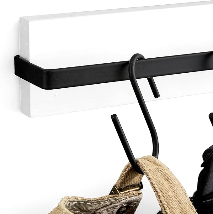 Mkono Hat Rack for Wall Wooden Baseball Caps Organizer with 20 Hooks Rustic Cowboy Hat Hanger Wall Mounted Caps Display Rack 