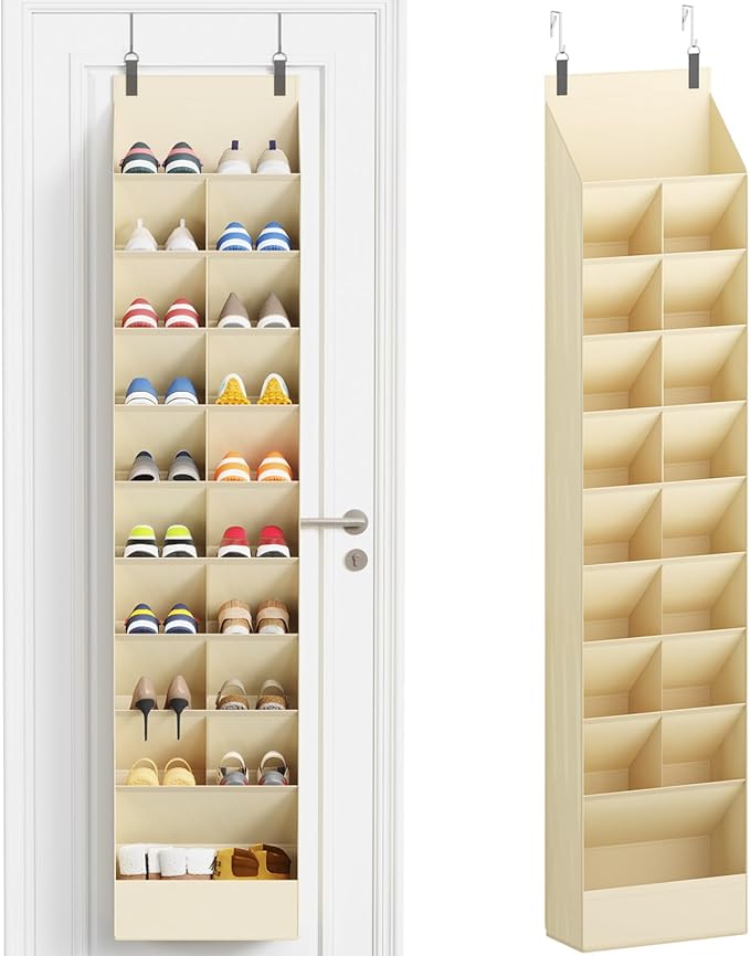 Lifewit 10 Tier Over the Door Shoe Organizer with 19 Large Deep Pockets, Fabric Hanging Shoes Shelf for Closet, Dorm Storage,