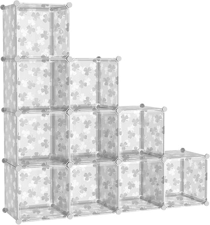 C&AHOME Cube Storage Organizer with Doors, 10-Cube Shelves, DIY Plastic Modular Bookshelf, Closet Clothes Storage Shelving Id